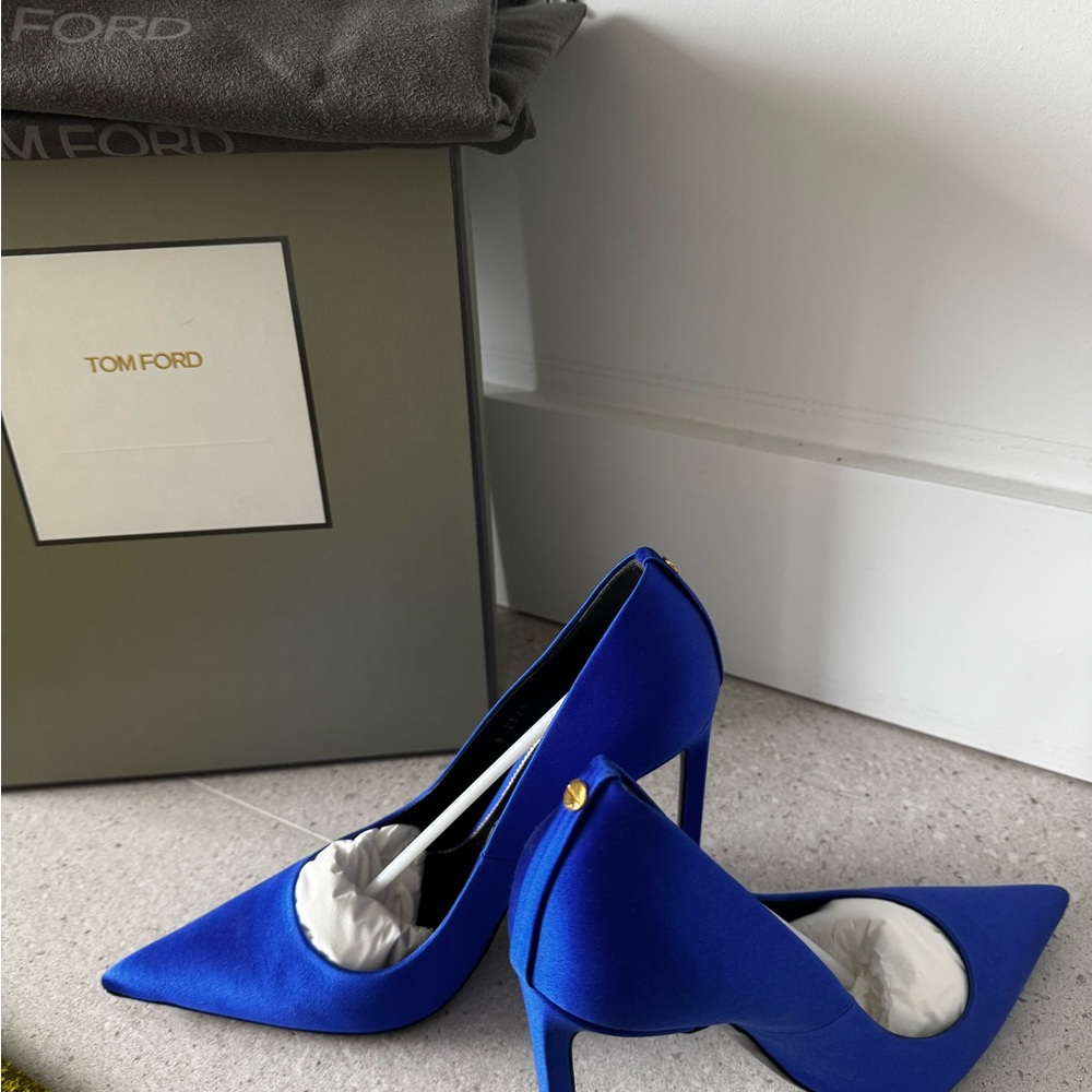 Tom Ford Satin Blue Women's Heels 105mm - Picture 2 of 9